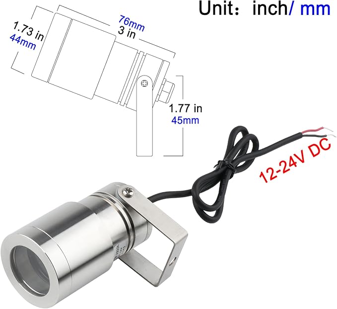 LED Underwater Spotlights- Surface Mounted, 5W 12V-24V DC, Anti-Glare Pool Lights, IP68 Waterproof, Lamp for Pools Ponds Fountains Waterfall (Warm White-3000K)