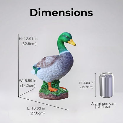 Porch Duck Statue Outdoor Decor,12.9''(H) Realistic Mallard Garden Statue for Yard Lawn,Resin Animal Sculptures Home Patio Art Decorations