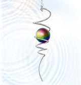 Gazing Ball Spiral Tail, Wind Spinner Stabilizer with Multi Color Sphere & Swivel Hook, Sun Catcher 11" Tail and 2" Stainless Steel Orb, Indoor Outdoor Garden Decor, Creative Gifts 13 inch