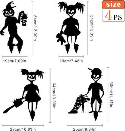 4 Pack Halloween Ghost Decor Stakes, Metal Stakes for Garden, Yard, Lawn, Outdoor Decor Art Scary Silhouette