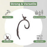 Z metnal Cast Iron Plant Hanger - 5.2 inch Little Bird Rustic Wall Mounted Hanging Basket Holder for Outdoor Garden, Patio, Porch Decor - Heavy Duty Metal Hook Bracket, 2 pcs