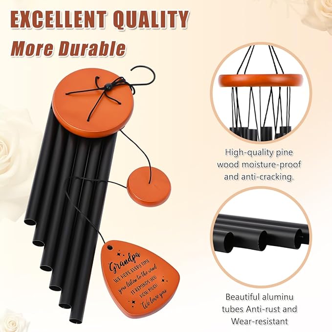 Gifts for Grandpa, Wind Chimes for Grandpa, Grandfather Birthday Gift from Granddaughter Grandson, Love Reminder Gifts Ideas for Thanksgiving Christmas Father's Day