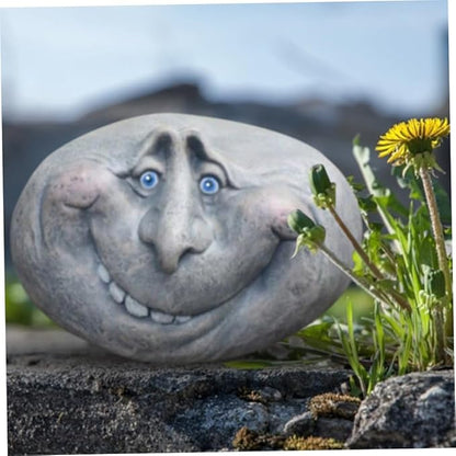 Funny Face Rock Art Sculpture Decoration Yard Art Face Resin Sculpture Mystical Garden Stones for Indoors Outdoors Patio