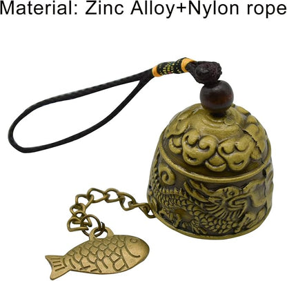 3Pcs Vintage Dragon Bronze Fish Carved Feng Shui Bell - Metal Hanging Temple for Good Luck Bless - DIY Wind Chime for Home Garden Eave Door Decoration