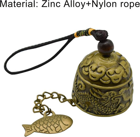 3Pcs Vintage Dragon Bronze Fish Carved Feng Shui Bell - Metal Hanging Temple for Good Luck Bless - DIY Wind Chime for Home Garden Eave Door Decoration
