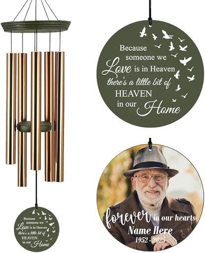 Personalized Memorial Wind Chimes, 36inch Custom Name Sympathy Wind Chime, in Loving Memory for Loss of Loved Dad/Mom, Condolences Gifts, Forever in Heart (Produced in USA)