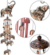 JUNQIU Elephant Wind Chimes, Elephant Gifts for Women, Copper Elephant Wind Chime for Outside Yard Garden Decor, Christmas Wind Chimes Gifts for Grandma Mom