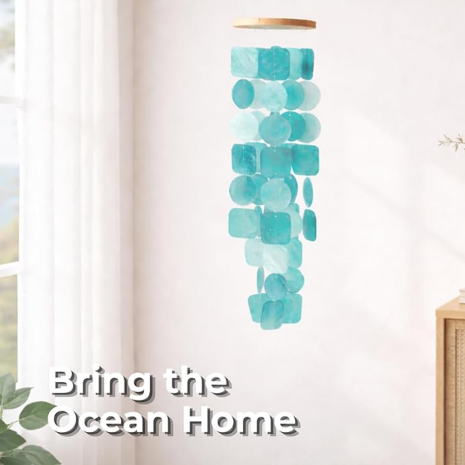 Solange & Frances Beach Decor, Outdoor Decor, Wind Chimes for Outside, Sea Glass Decor, Gift Ideas for Beach Lovers, Windchimes for Outdoors, for Beach