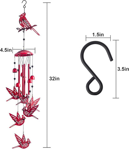 Cardinal for Women,Wind Chimes Outdoor Cardinal Birthday Gifts for Men/Mom/Grandma R ed Bird Metal WindChimes Outside/Indoors, Lawn, Patio, Garden Decor, Yard Decorations