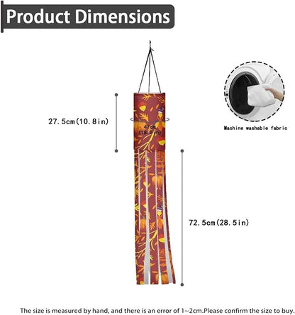 Fall Turkey Pumpkin Maple Leaf Windsock Flag Durable Lightweight Machine Washable Wind Sock with Tails Thanksgiving Patio Lawn Garden Tree Party Decoration