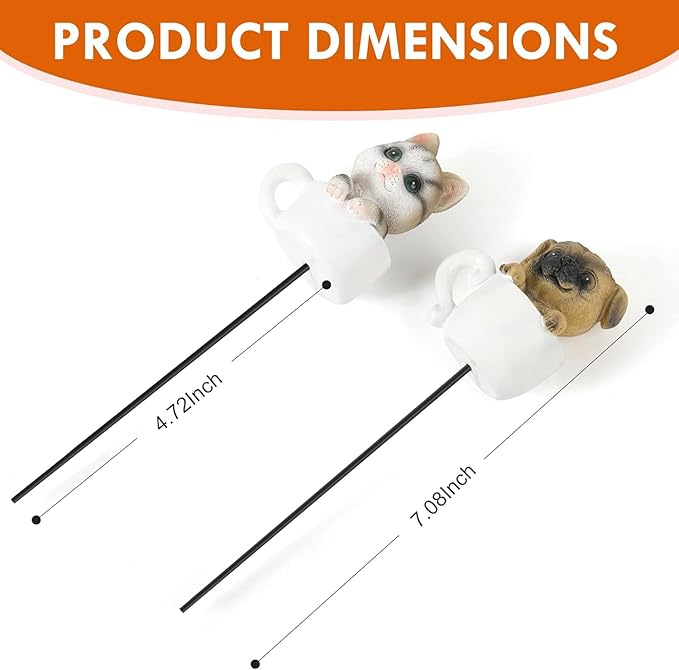 Pug Dog Mini Figurines with Stakes Adorable Garden Statues for Flower Plant Pot Decorations Miniaturefairy Garden Sculpture (Cuddly Puppy Dog)