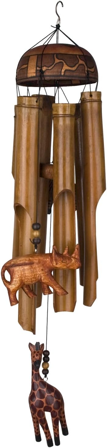 Woodstock Chimes Asli Arts Collection, African Trio Bamboo Chime, 32'' Bamboo Wind Chimes for Outdoor, Patio, Home or Garden Décor (CAT601)