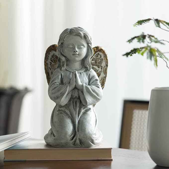 Rezpuao Outdoor Decor - Angel Statue, Solar Powered, Praying Angel for Patio, Lawn, Porch