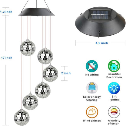 Idefair Solar Wind Chimes, Mobile Hanging LED Light Color Changing Wind Chime Birthday Gift for Mom Mother Laddies and Garden Patio Yard Decoration (Ball)