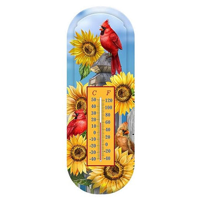 Briarwood Lane Cardinals and Sunflowers Metal Thermometer