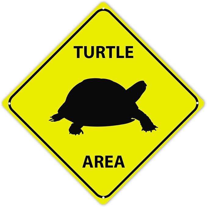 Sea Turtle Crossing Sign Caution Sea TurtleXing Sign Street Sign Wildlife Novelty Road Fence Wall Decor Warning Metal Tin Sign For Indoor Outdoor 15x15in