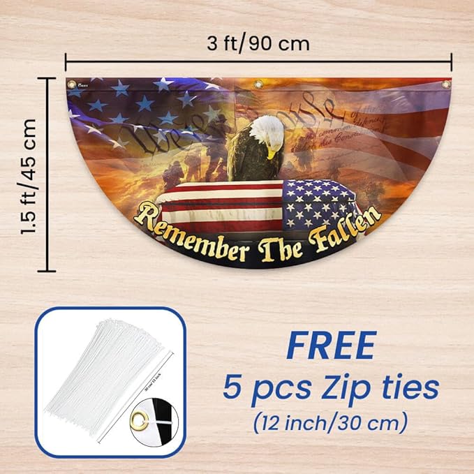 FLAGWIX American Army Veteran Flag - Non-Pleated American Fan Flag Bunting 1x3 ft - Veteran Gifts for Men Women, Patriotic 4th of July Memorial Day Decorations Outdoor for Home Garden Decor