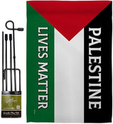 Palestine Lives Matter Flag Pole Set Bandera de Support Stand With Palestinians Decor Home Wall Hanging Garden Tapestry Home Door Poster Garden Stake Cemetery Grave Yard Sign Muslims Gifts Made In USA