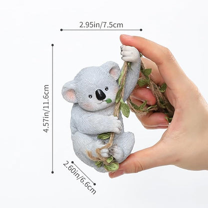 Hanging Animal Garden Statue Outdoor Tree Hugger, Resin Climbing on Vine Figurine Wall Art Sculpture for Patio Lawn Yard Ornaments (Koala)
