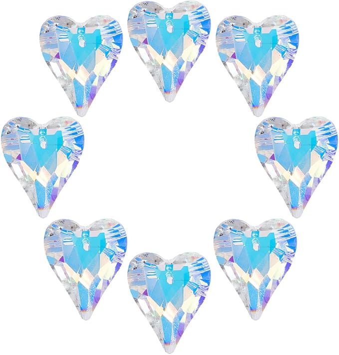 1 Box 12Pcs Glass Prism Heart Crystal Suncatcher Hanging AB Color 1 x 0.85 Inch Faceted Rainbow Maker Sun Catcher Small Pendants Charms for Garden Home Window Wedding Christmas DIY Decoration