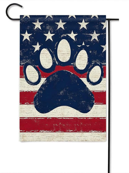 Gkyygk Paw Red Blue Garden Flag 12x18 Double Sided Banners Yard Flag Welcome Seasonal Farmhouse Yard Outside Decoration