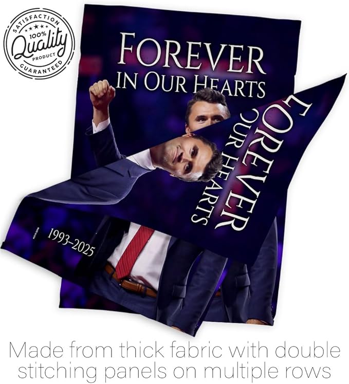 Forever In Our Hearts 1993-2025 Flag Yard Sign Wall Hanging Decor For Home Porch Charlie Kirk Poster Canvas Quote Sign Freedom Support Trump Patriotism Memorial Decoration Garden Remembrance Gift