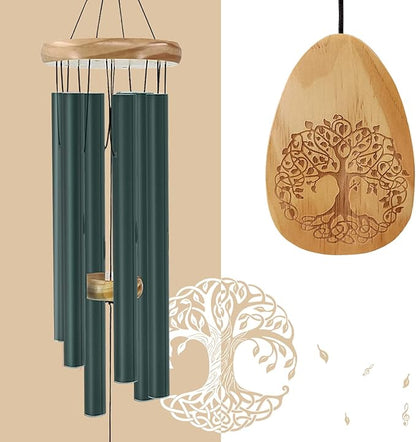 Astarin Windchimes Outdoors with Engraved Lifetree，30 Inch Memorial Wind Chime for Outside，Sympathy Wind Chime for Loved One,Outdoor Wind Chimes for Mother,Green Wind Chimes.