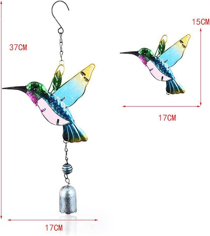 Hummingbird Decor with Bell, Hummingbird Wind Chimes, Hanging Bell Decorations for Yard, Garden, Home and Outdoor, Gift for Mom (Green)