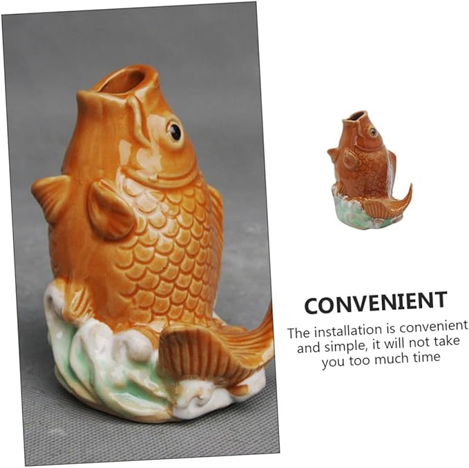 Kisangel Carp Statue Fountain Nozzle 4.33 Inch Outdoor Garden Water Spray Sprinkler for Pond Water Feature and Yard Decor