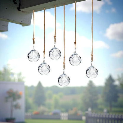 1.57in Crystal Ball Sun Catcher Prisms 6pcs Hanging Crystals Rainbow Maker Decorations for Chandelier Window Wedding Valentines Decor