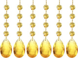 PATIKIL Teardrop Crystal Chandelier Pendants Beads, 6 Pack 120mm Length 38mm Chandelier Prisms Parts Ornaments Hanging Beads for DIY Arts Crafts Decoration, Gold Tone