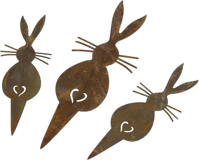 3Pcs Garden Statues Metal Yard Art Outdoor Decors Animals Stake Garden Decorations Outdoor Garden Statue