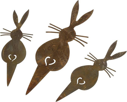 3Pcs Garden Statues Metal Yard Art Outdoor Decors Animals Stake Garden Decorations Outdoor Garden Statue
