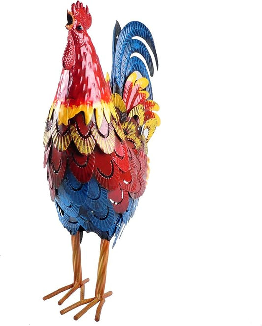 Metal Rooster Statue Garden Chicken Sculpture Decoration Metal Yard Art for Yard Outdoor Indoor Decoration (#B)