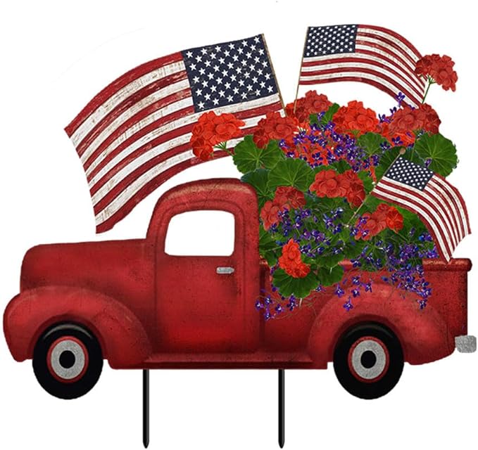 Briarwood Lane Stars and Stripes Truck Metal Art