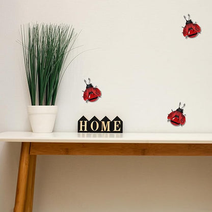 Outdoor Ladybird Craft Statue 3D Iron Ladybug Wall Hanging Decoration for Garden Patio Indoor Bedroom Living Room Adornment