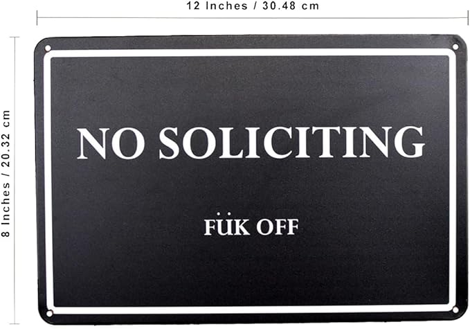 Funny No Soliciting Fuk Off Metal House Outdoor Patio Yard Sign Novelty Front Door Porch Home Decor