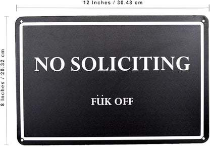 Funny No Soliciting Fuk Off Metal House Outdoor Patio Yard Sign Novelty Front Door Porch Home Decor