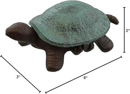 Top Brass Turtle Key Hider Figurine - Cast Iron Garden Statue with Secret Compartment - Indoor/Outdoor