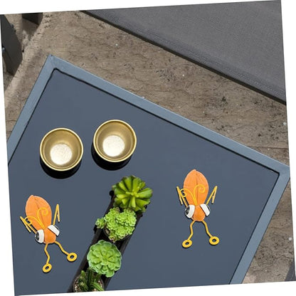 MAGICLULU 2pcs Decorative Iron Figurines for Garden Lawn and Patio Adorable Outdoor Ornaments for Themed Parties and Bonsai Landscaping Yellow