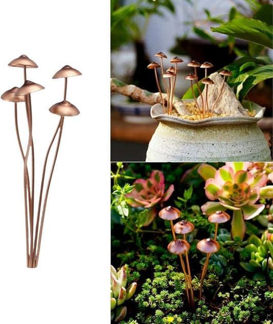 Metal Mushroom Garden Statue Decor,Iron Mushroom Statue Stake,Outdoor Statue Metal Mushroom Garden Stakes,Flower Pot Decoration,for Patio, Lawn, Yard Mushroom Stakes Plant Decorations (1)