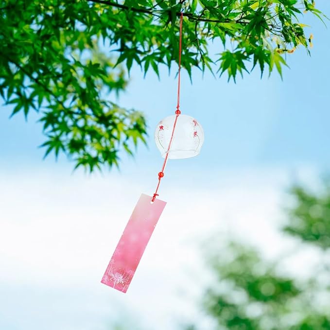OLYCRAFT 5pcs 5 Styles Japanese Wind Chimes Flower Theme Handcrafted Glass Wind Bells Glass Wind Bells Creative Hanging Pendants for Home Garden Wedding Indoor Outdoor Decoration