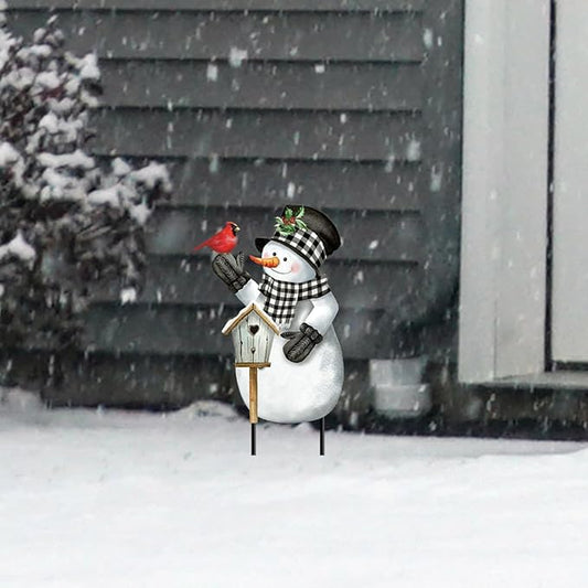 Briarwood Lane Checkered Snowman Metal Art