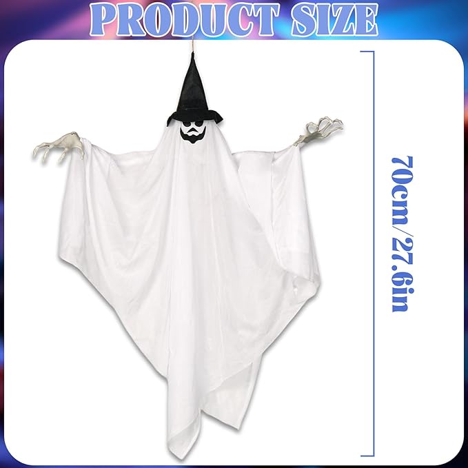 EASY JOY 3PCS Halloween Decorations Outdoor Hanging Ghost Decor with Lights Spooky Halloween Ornaments Ghosts Decorations for Front Porch Yard Tree