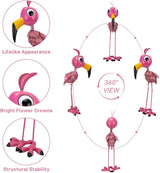 26” Metal Flamingo Statue Outdoor Garden Decor - Funny Flamingo Sculpture for Lawn, Backyard,Yard Art Gift- Unique Flamingo Figurine for Birthday, Housewarming, Christmas