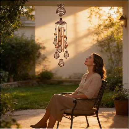 Retro Wind Chimes Metal Pipe Musical Wind Chimes for Outside Suitable Garden Decor、Home Decor Patio Decoration，Wind Catcher Friends Gift Condolence Gifts with Soothing Sound