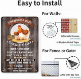 Funny Chicken Coop Signs for Outside - Metal Chicken Signs for Coop, Chicken Coop Rule Sign for Chicken Wall Yard, Farmhouse Fence Wall Deocr Accessories, Chicken Gifts for Women, 8 x 12 inch