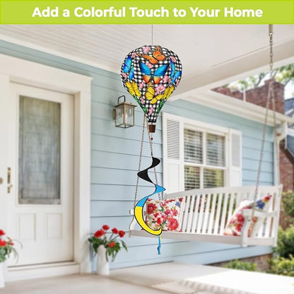 Briarwood Lane Checkered Butterflies Hot Air Balloon Spinner