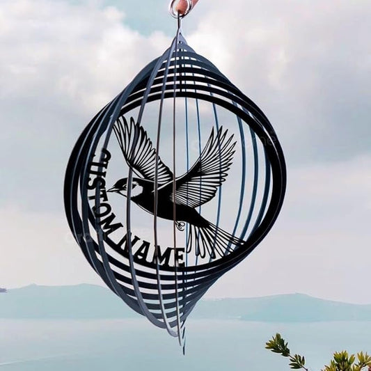 Personalized Canary Metal Wind Spinner, Custom Hanging Decoration for Outdoor Spaces, Kinetic Bird Ornament, Garden Gift (Canary Garden Wind Spinner)