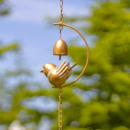 Zaer Ltd. Ornate Hanging Rain Chains (Copper Finish, Birds and Bells)